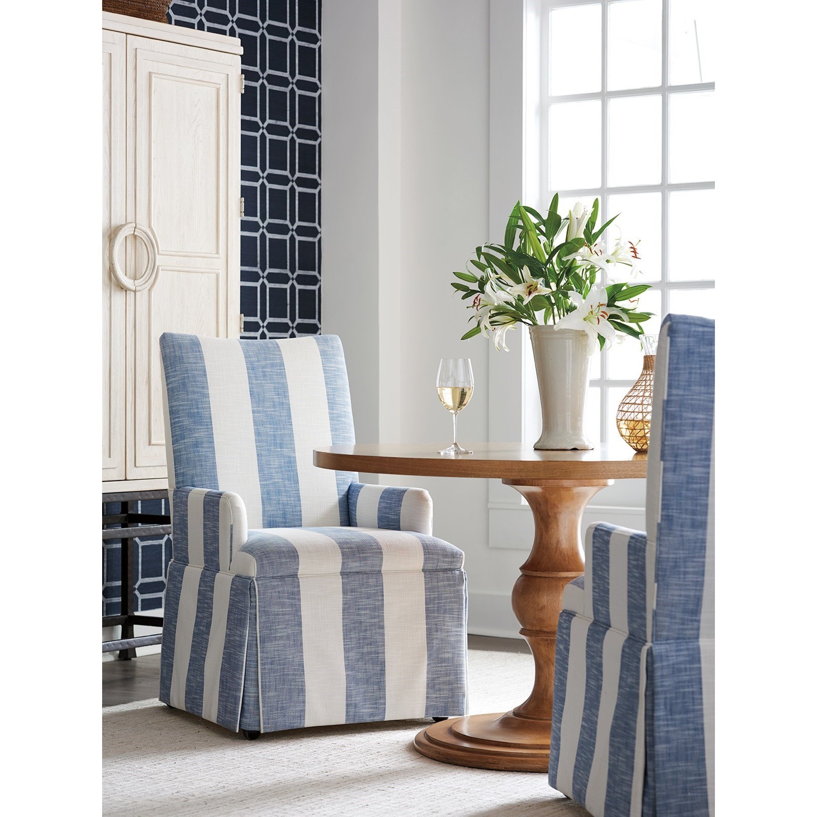 Dining chairs with best sale skirts